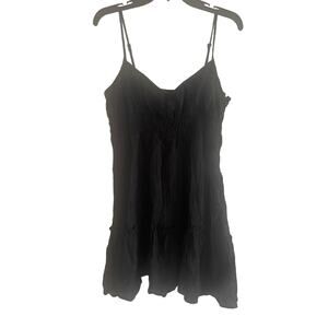 Club Monaco Black Cotton tiered ruffle, Size 6 sundress, SideZip, $36, A03